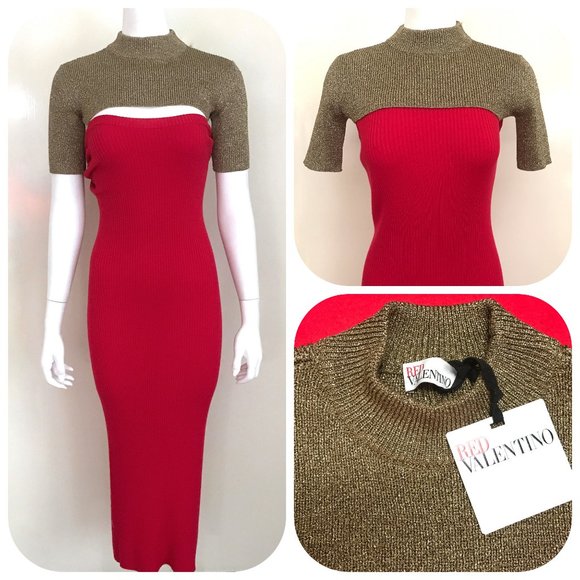 NWY Auc Red Valentino Gold Metallic knit shrug - Picture 1 of 12